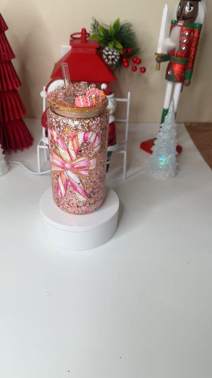 16 oz Snow Globe Glass Tumbler