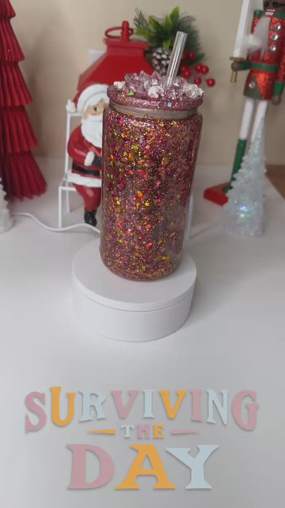 16 oz Snow Globe Glass Tumbler